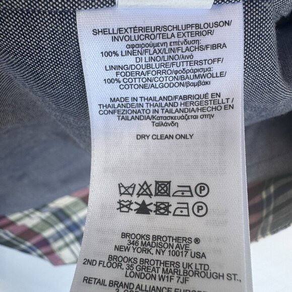 Brooks Brothers 1818 Madison Baird McNutt Irish Linen Vest 43R Plaid & Denim - Picture 3 of 9